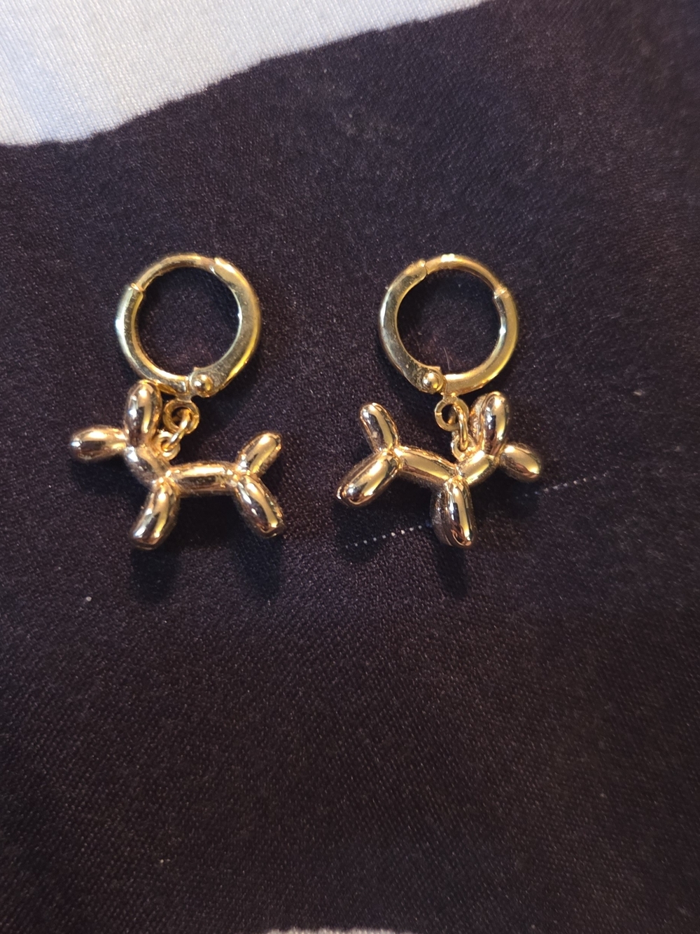 Gold Balloon Dog Hoop Earrings